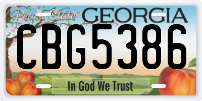 GA license plate CBG5386