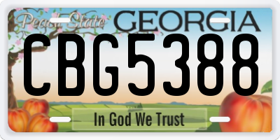 GA license plate CBG5388
