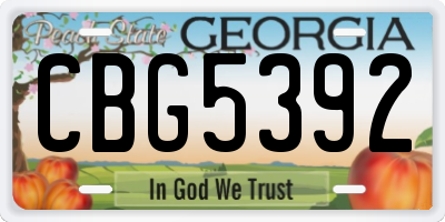 GA license plate CBG5392