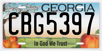 GA license plate CBG5397