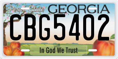 GA license plate CBG5402