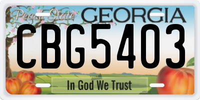 GA license plate CBG5403
