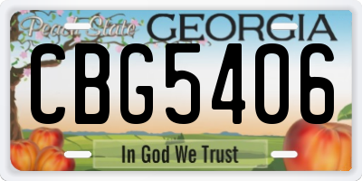 GA license plate CBG5406