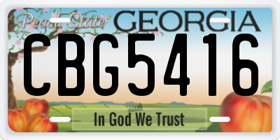 GA license plate CBG5416