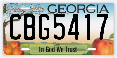 GA license plate CBG5417