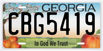 GA license plate CBG5419