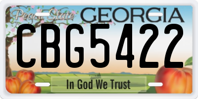 GA license plate CBG5422