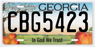 GA license plate CBG5423