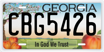 GA license plate CBG5426