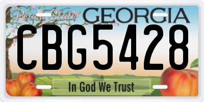 GA license plate CBG5428