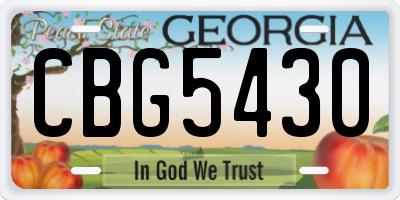 GA license plate CBG5430