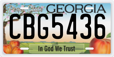 GA license plate CBG5436
