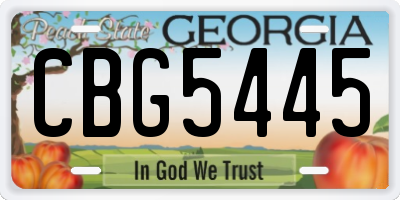 GA license plate CBG5445