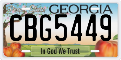 GA license plate CBG5449