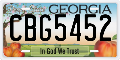 GA license plate CBG5452