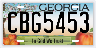GA license plate CBG5453