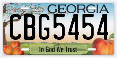 GA license plate CBG5454
