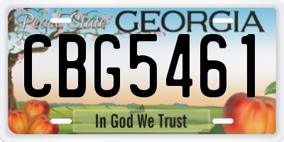 GA license plate CBG5461