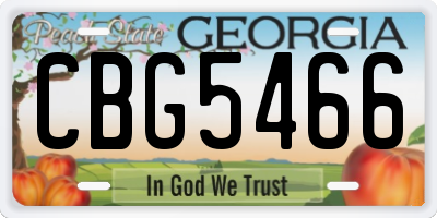 GA license plate CBG5466
