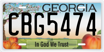 GA license plate CBG5474