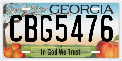 GA license plate CBG5476