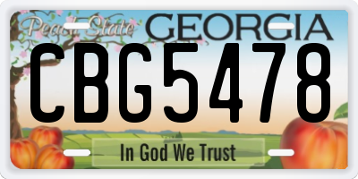 GA license plate CBG5478