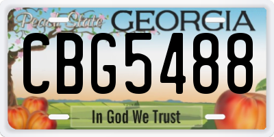GA license plate CBG5488