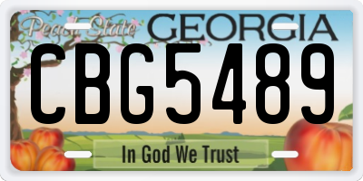 GA license plate CBG5489