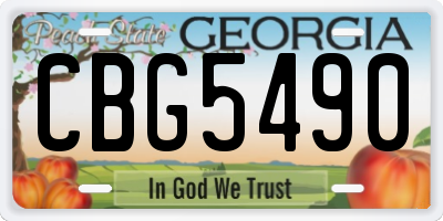 GA license plate CBG5490