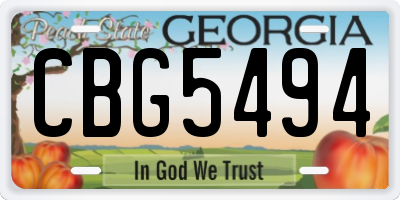 GA license plate CBG5494