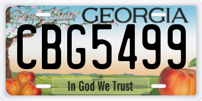 GA license plate CBG5499