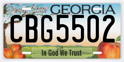 GA license plate CBG5502