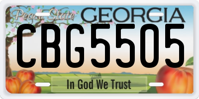 GA license plate CBG5505