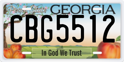 GA license plate CBG5512