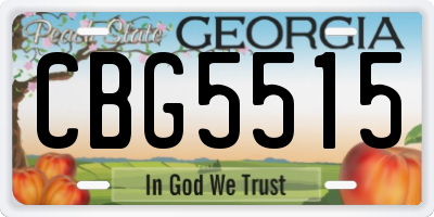 GA license plate CBG5515
