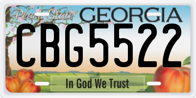 GA license plate CBG5522