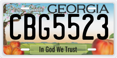 GA license plate CBG5523