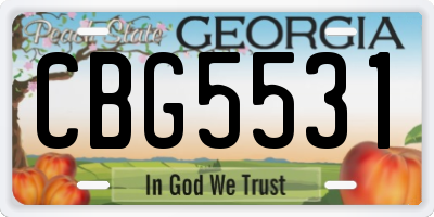 GA license plate CBG5531