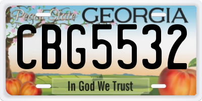 GA license plate CBG5532