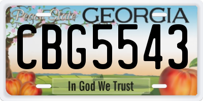 GA license plate CBG5543