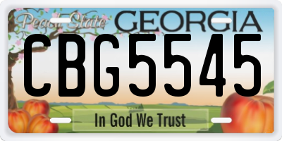 GA license plate CBG5545