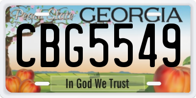 GA license plate CBG5549