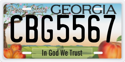 GA license plate CBG5567