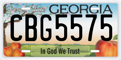 GA license plate CBG5575