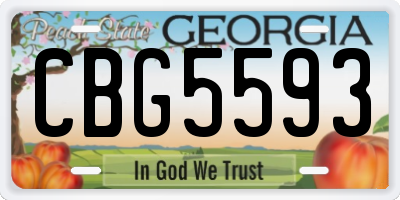 GA license plate CBG5593