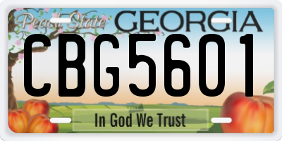 GA license plate CBG5601