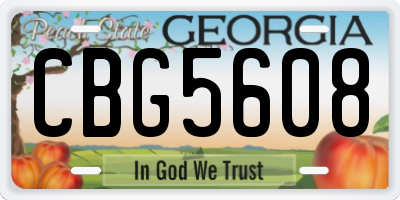 GA license plate CBG5608