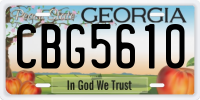 GA license plate CBG5610