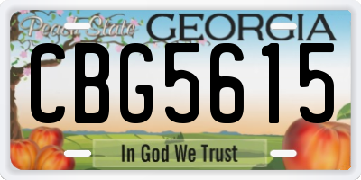 GA license plate CBG5615