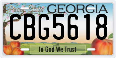 GA license plate CBG5618